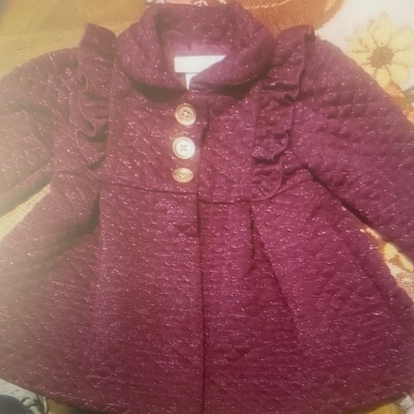 Burgundy Kids Jacket with Ruffles - Picture 1 of 2